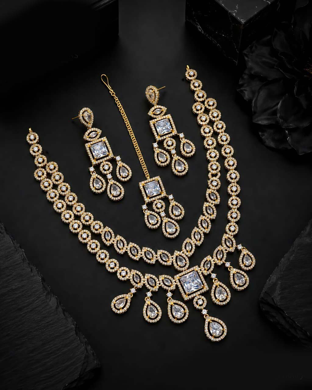 Celestia Luxe American Diamond Necklace Set
