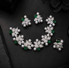 Celestia American Diamond Necklace Set with Ring