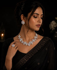 Celestia American Diamond Necklace Set with Ring
