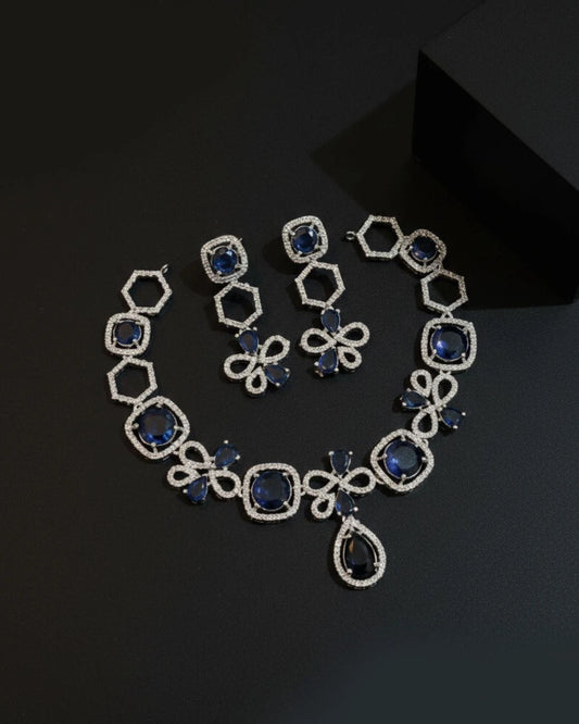 American Diamond Necklace Set – Elegant Sparkle Jewelry in 5 Colors