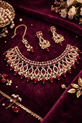Bridal Choker Necklace Set with Earrings & Maang Tikka