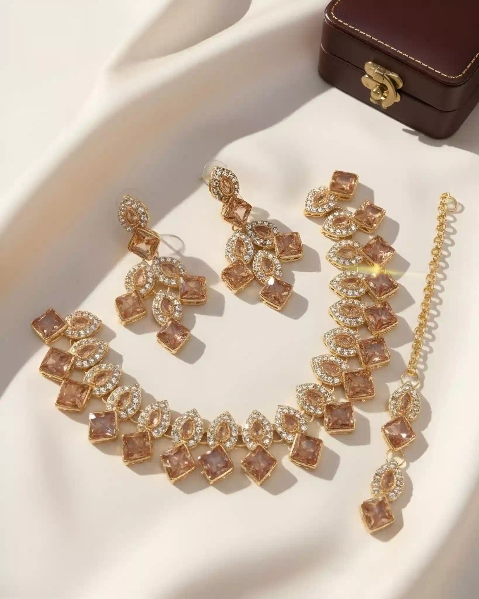 Classic Festive Necklace Earrings and Tikka Set
