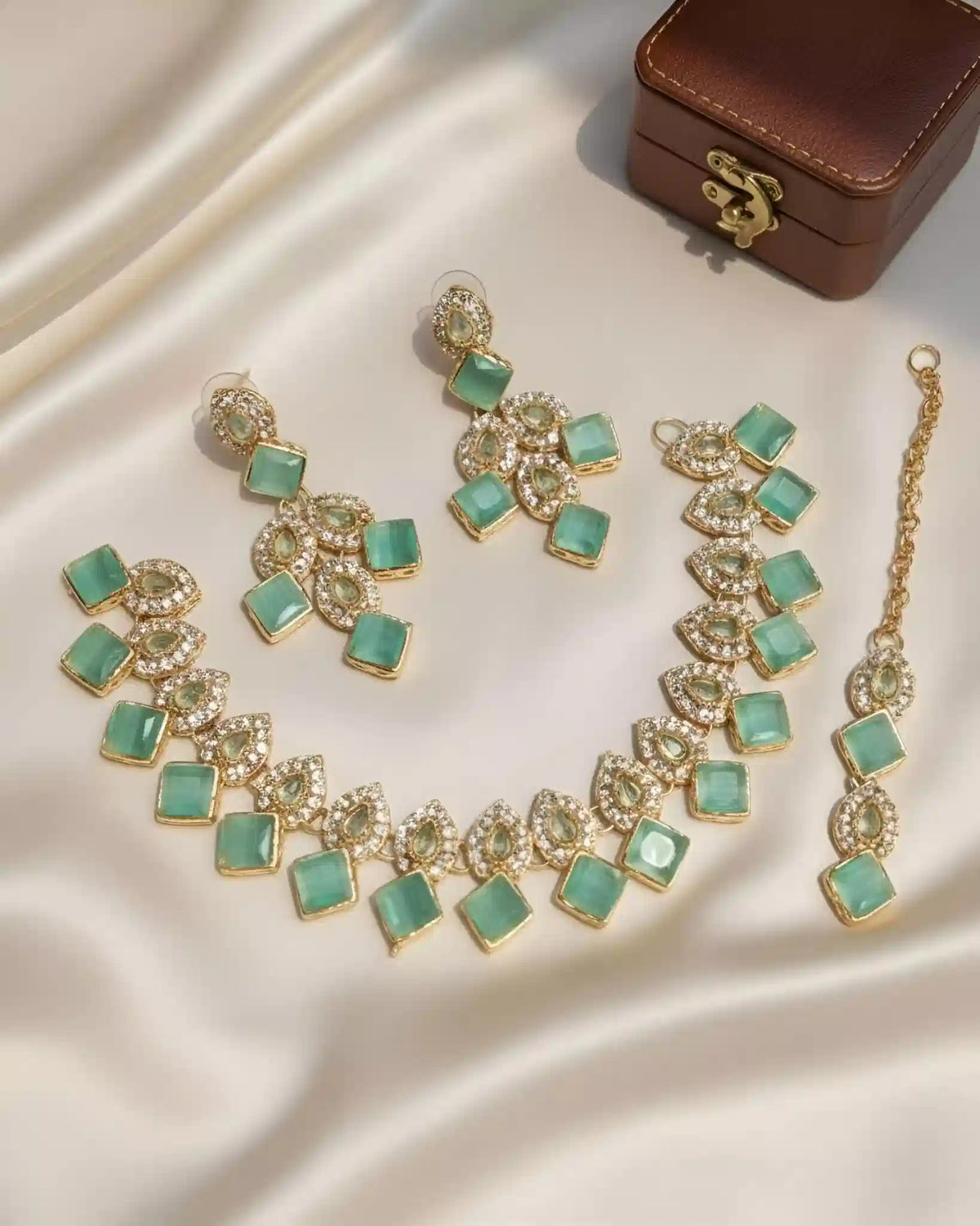 Classic Festive Necklace Earrings and Tikka Set