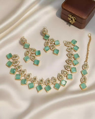 Classic Festive Necklace Earrings and Tikka Set