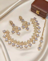 Classic Festive Necklace Earrings and Tikka Set