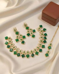 Classic Festive Necklace Earrings and Tikka Set