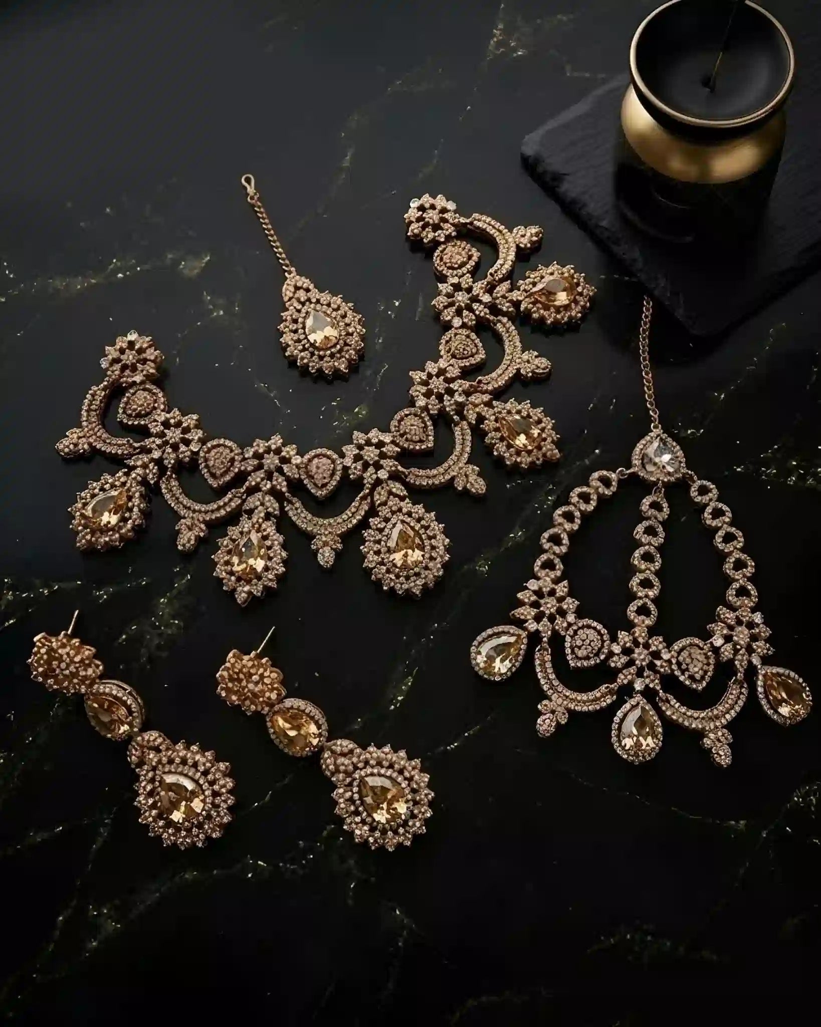 Cubic Zirconia Semi-Bridal Jewelry Set with Jhumar ✨