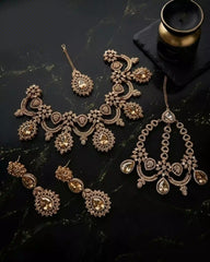 Cubic Zirconia Semi-Bridal Jewelry Set with Jhumar ✨