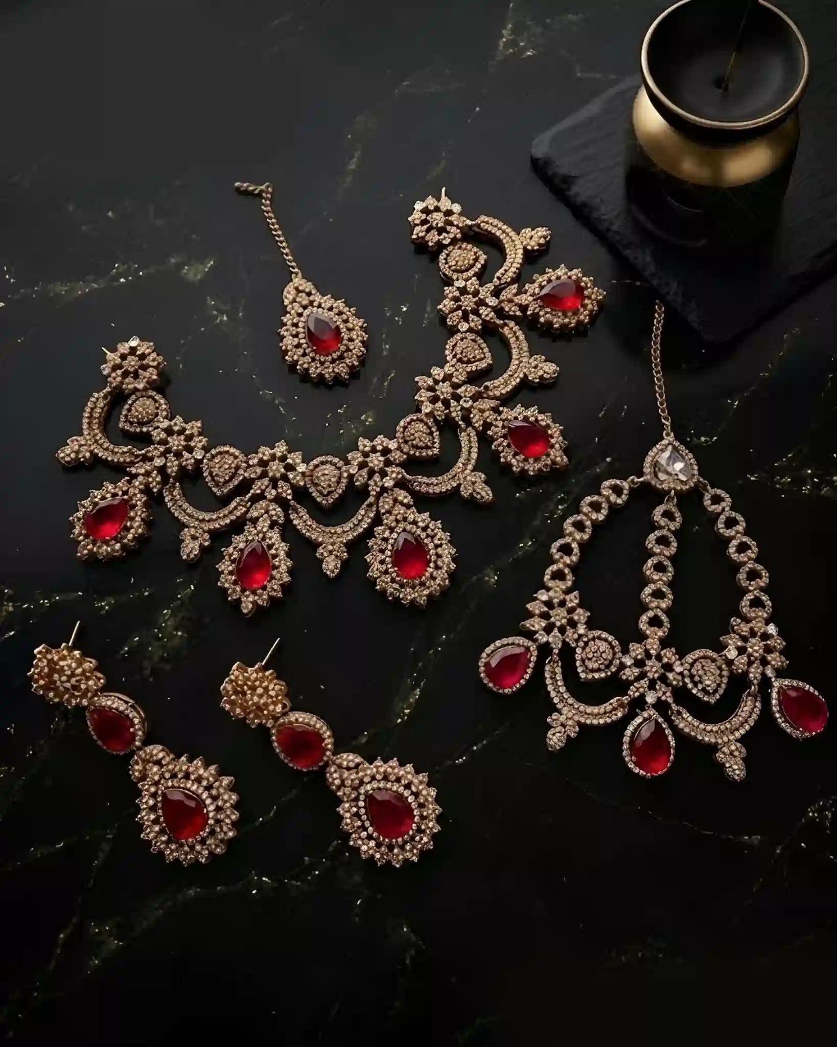 Cubic Zirconia Semi-Bridal Jewelry Set with Jhumar ✨