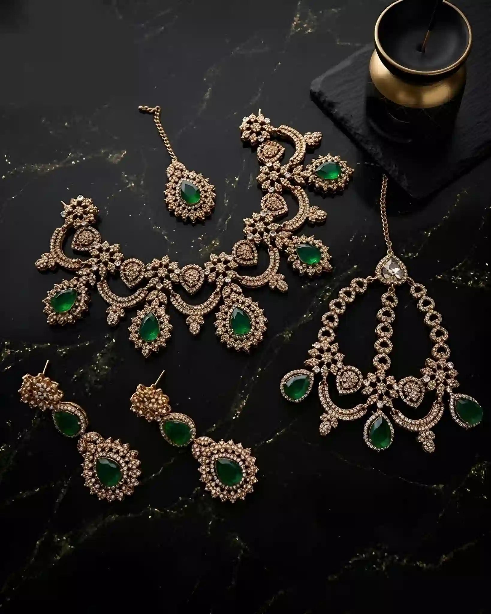 Cubic Zirconia Semi-Bridal Jewelry Set with Jhumar ✨