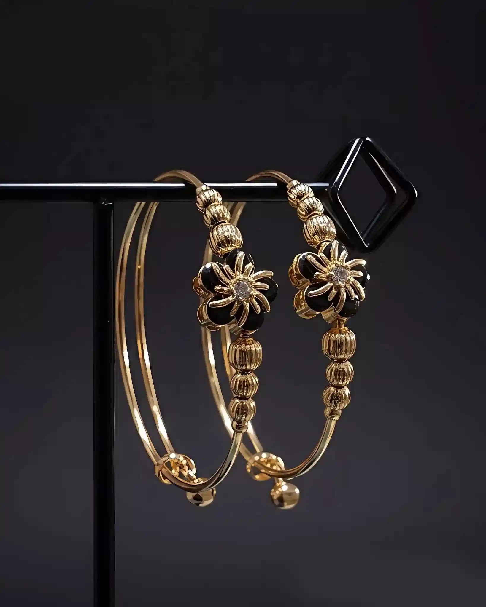 Designer Floral Bracelet Bangle Set Gold Plated Elegant Women’s Jewelry