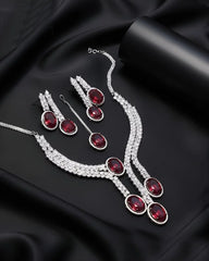 Designer Party Wear Necklace Earrings and Tikka Set
