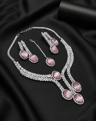 Designer Party Wear Necklace Earrings and Tikka Set