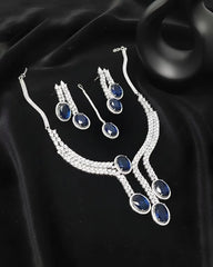 Designer Party Wear Necklace Earrings and Tikka Set