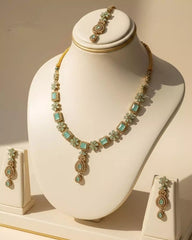 Designer Statement Necklace Earrings and Tikka Jewelry Set