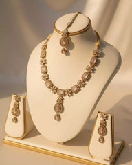 Designer Statement Necklace Earrings and Tikka Jewelry Set