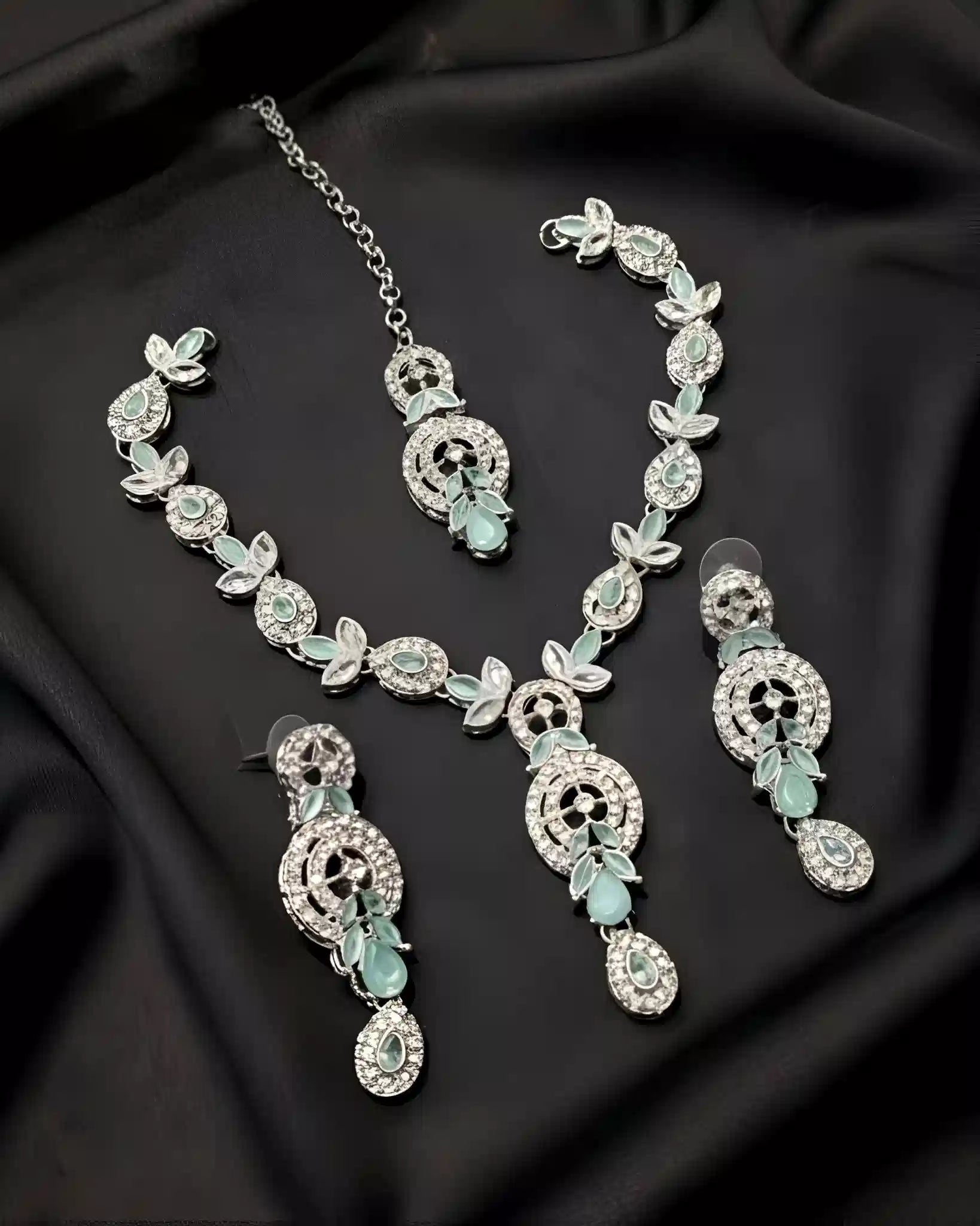 Elegant Celebration Necklace Earrings and Tikka Set