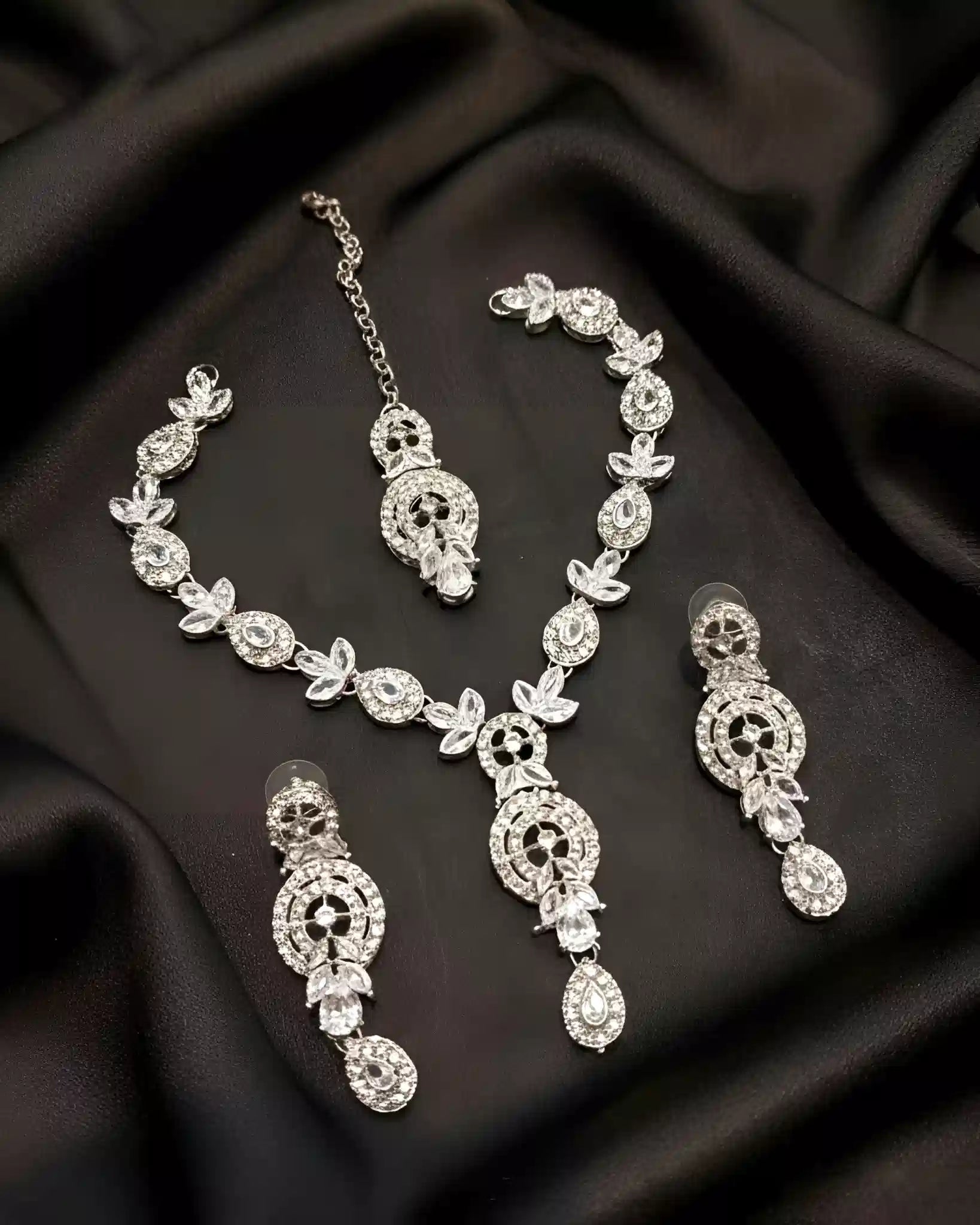Elegant Celebration Necklace Earrings and Tikka Set
