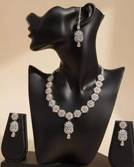 Elegant Party Wear Necklace Earrings and Tikka Set for Women