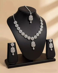 Elegant Party Wear Necklace Earrings and Tikka Set for Women