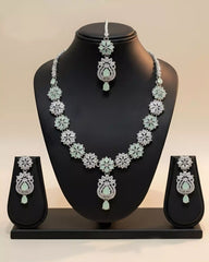 Elegant Party Wear Necklace Earrings and Tikka Set for Women