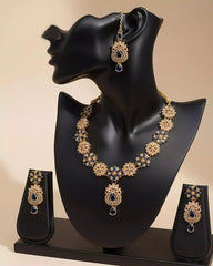 Elegant Party Wear Necklace Earrings and Tikka Set for Women