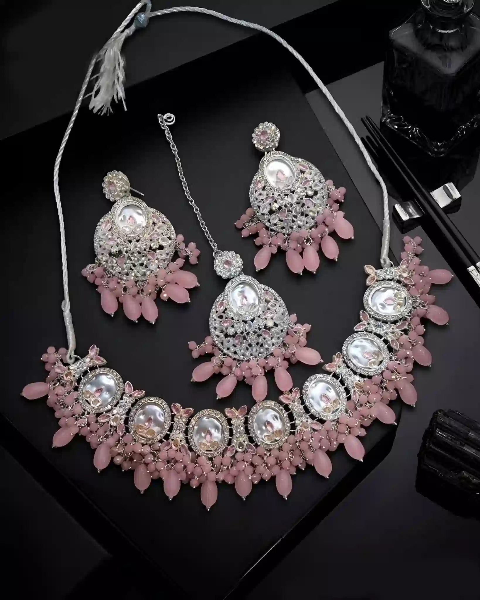 Silver Sparkle Necklace Set