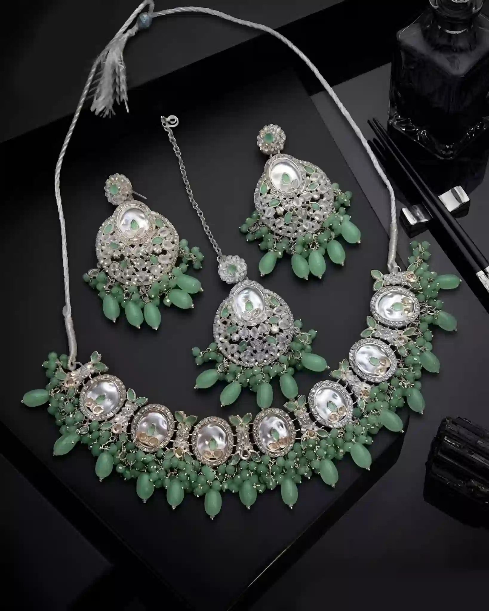 Silver Sparkle Necklace Set