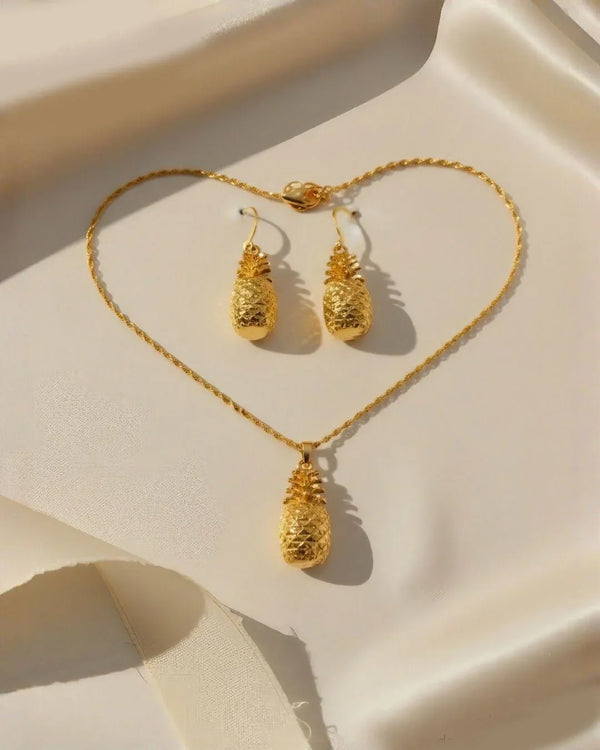 Gold Locket Jewelry Set – Necklace & Earrings Combo