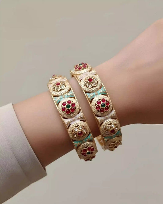Kundan Meenakari Bangles Set Traditional Rajwadi Bridal Jewelry for Women