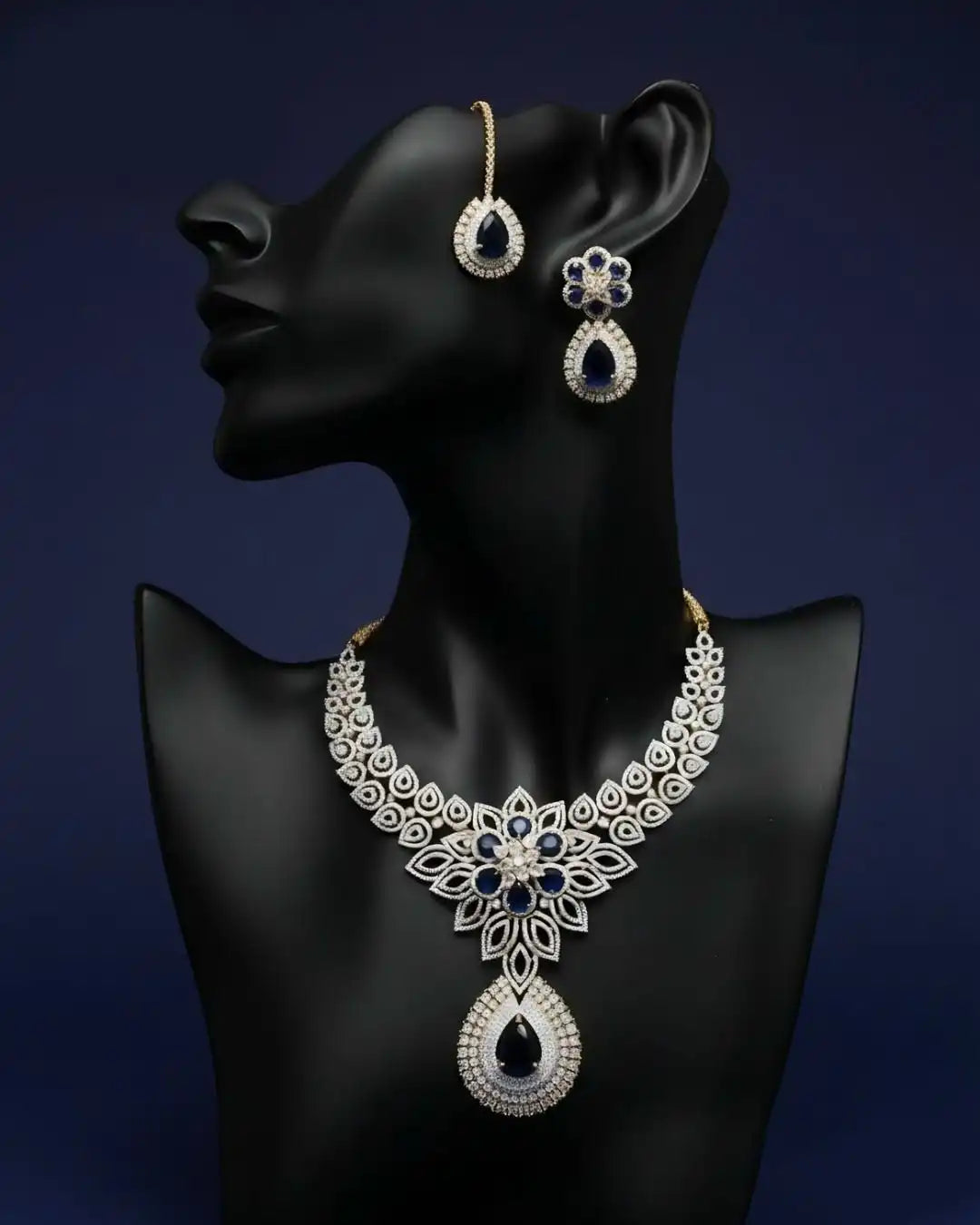 Luxury Designer Bridal Necklace Earrings and Tikka Set