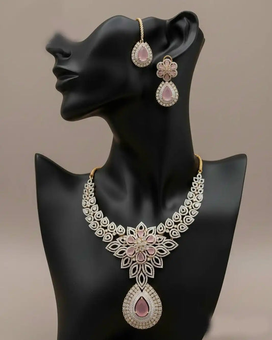 Luxury Designer Bridal Necklace Earrings and Tikka Set