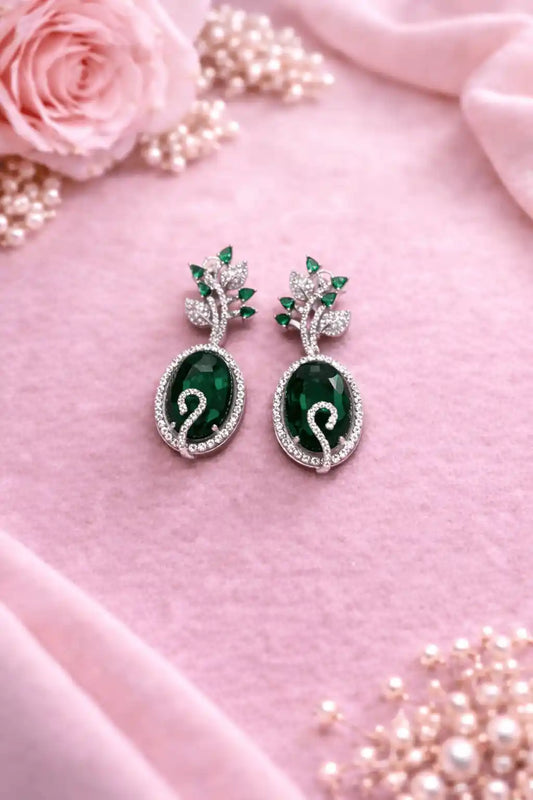 Luxury Leaf Vine Crystal Drop Earrings for Women | Elegant Designer Party Wear Earrings