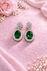 Luxury Oval Crystal Drop Earrings for Women | Elegant Designer Party Wear Jhumka Earrings | 10 Color Variants