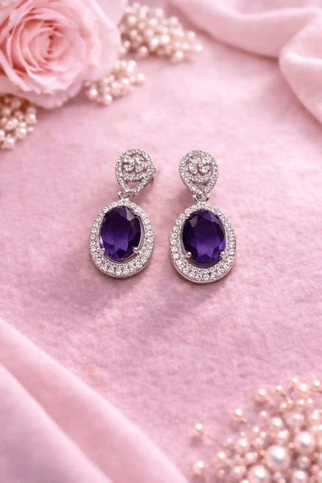 Luxury Oval Crystal Drop Earrings for Women | Elegant Designer Party Wear Jhumka Earrings | 10 Color Variants