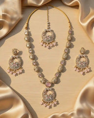 Luxury Party Wear Necklace, Earrings & Bindi Set – Wedding & Festive Jewelry
