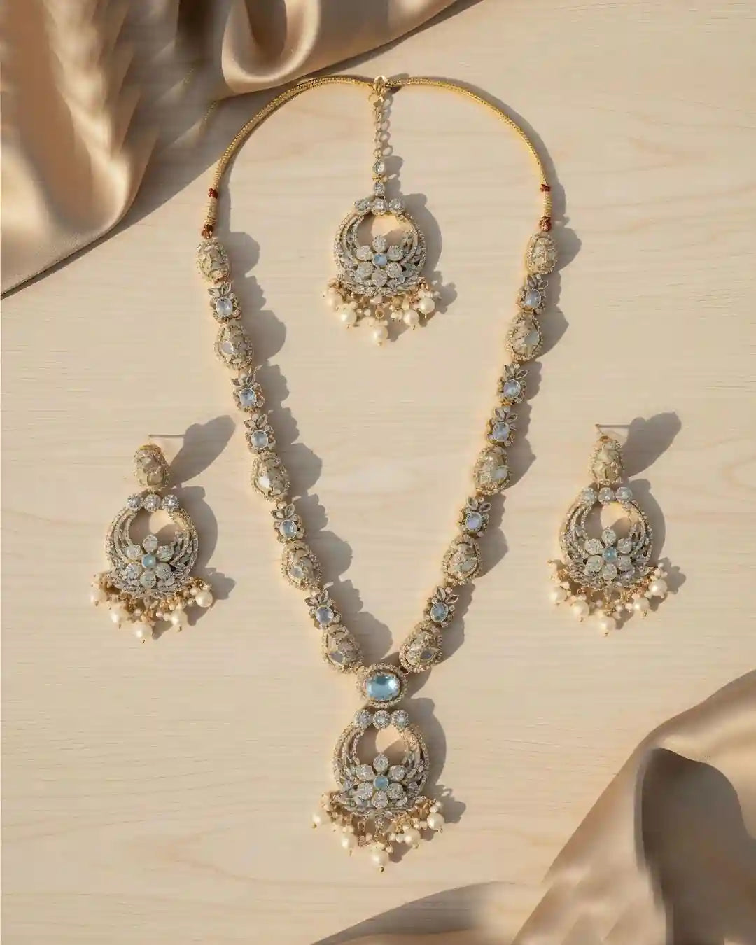 Luxury Party Wear Necklace, Earrings & Bindi Set – Wedding & Festive Jewelry