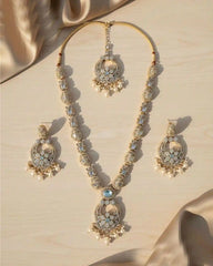 Luxury Party Wear Necklace, Earrings & Bindi Set – Wedding & Festive Jewelry