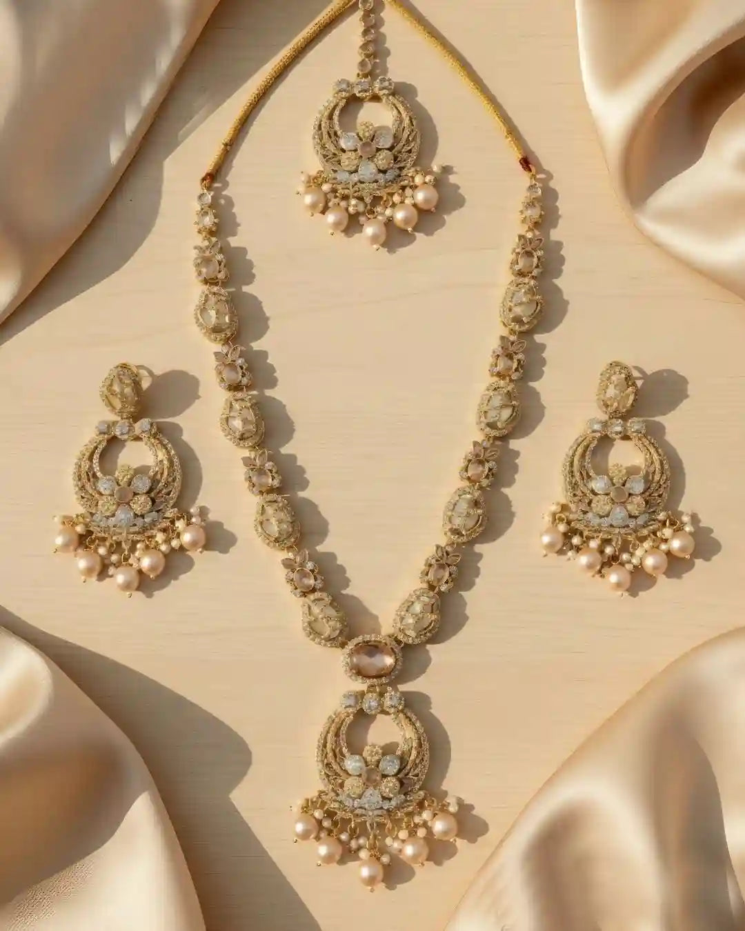 Luxury Party Wear Necklace, Earrings & Bindi Set – Wedding & Festive Jewelry