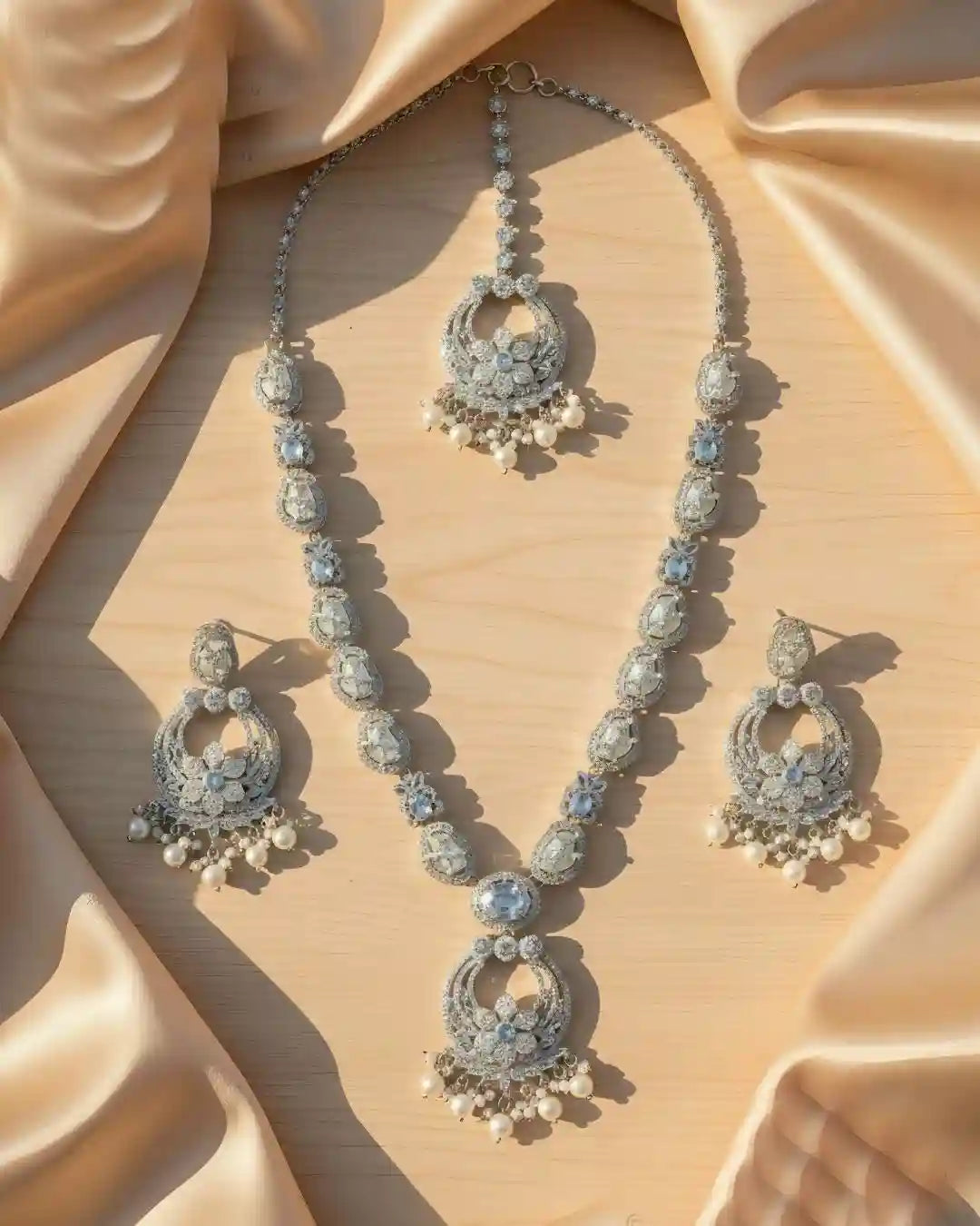 Luxury Party Wear Necklace, Earrings & Bindi Set – Wedding & Festive Jewelry
