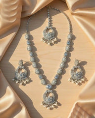 Luxury Party Wear Necklace, Earrings & Bindi Set – Wedding & Festive Jewelry