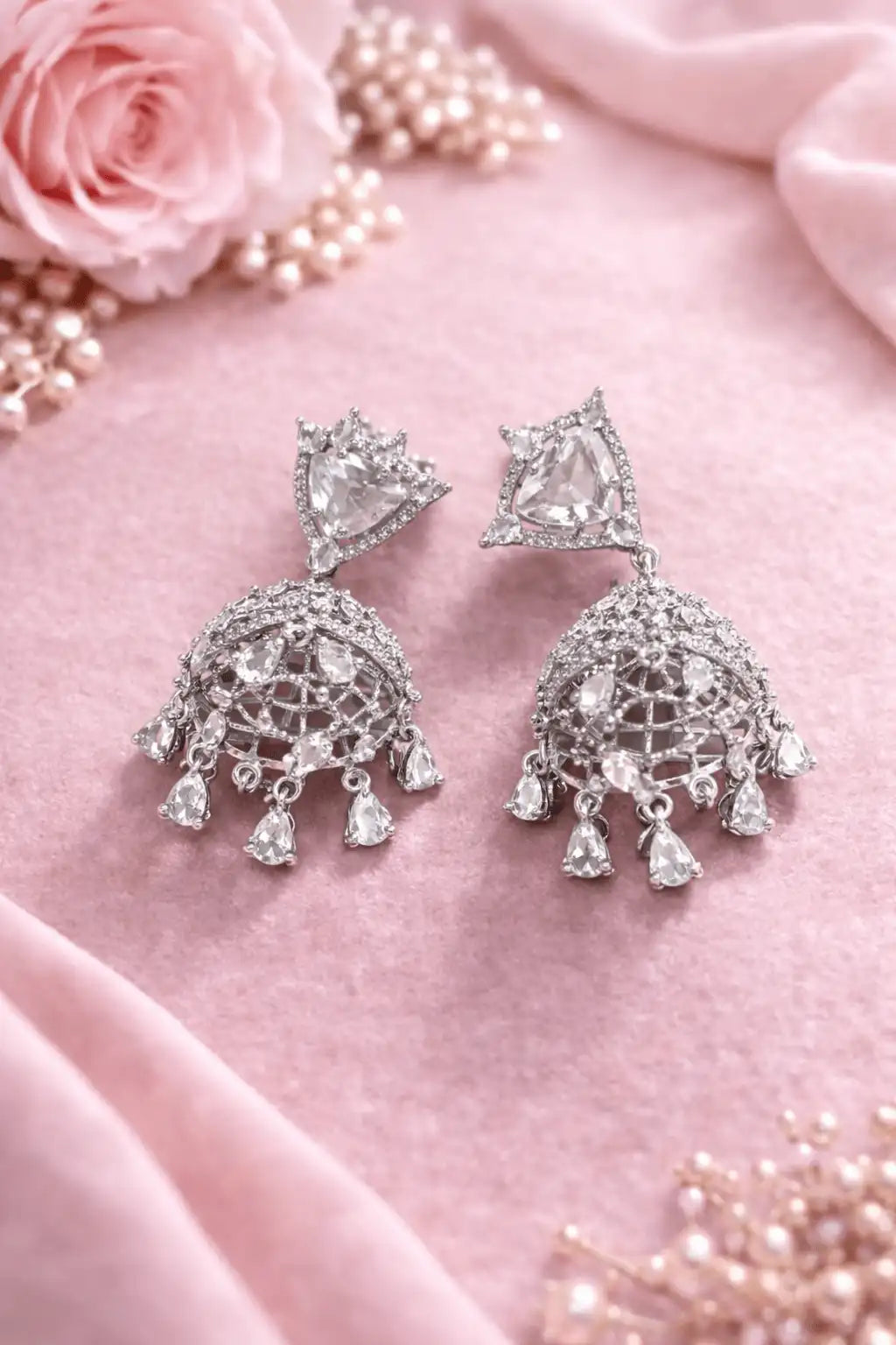 Luxury Stone Bridal Jhumka | Party Wear Statement Earrings