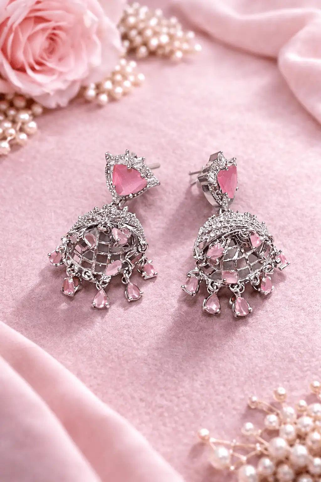 Luxury Stone Bridal Jhumka | Party Wear Statement Earrings