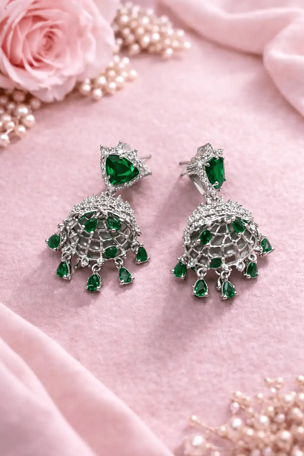 Luxury Stone Bridal Jhumka | Party Wear Statement Earrings
