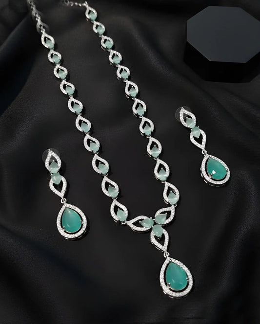 Luxury Teardrop Stone Necklace Set with Matching Earrings