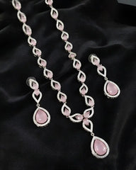 Luxury Teardrop Stone Necklace Set with Matching Earrings