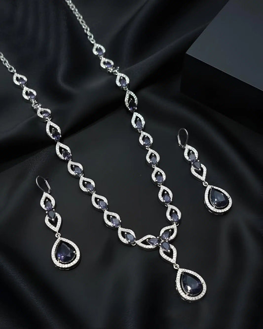 Luxury Teardrop Stone Necklace Set with Matching Earrings