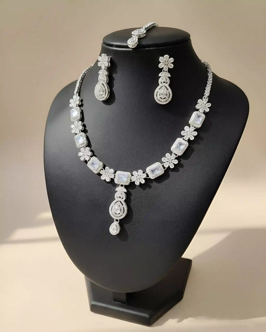Luxury Traditional Necklace Earrings and Tikka Party Set