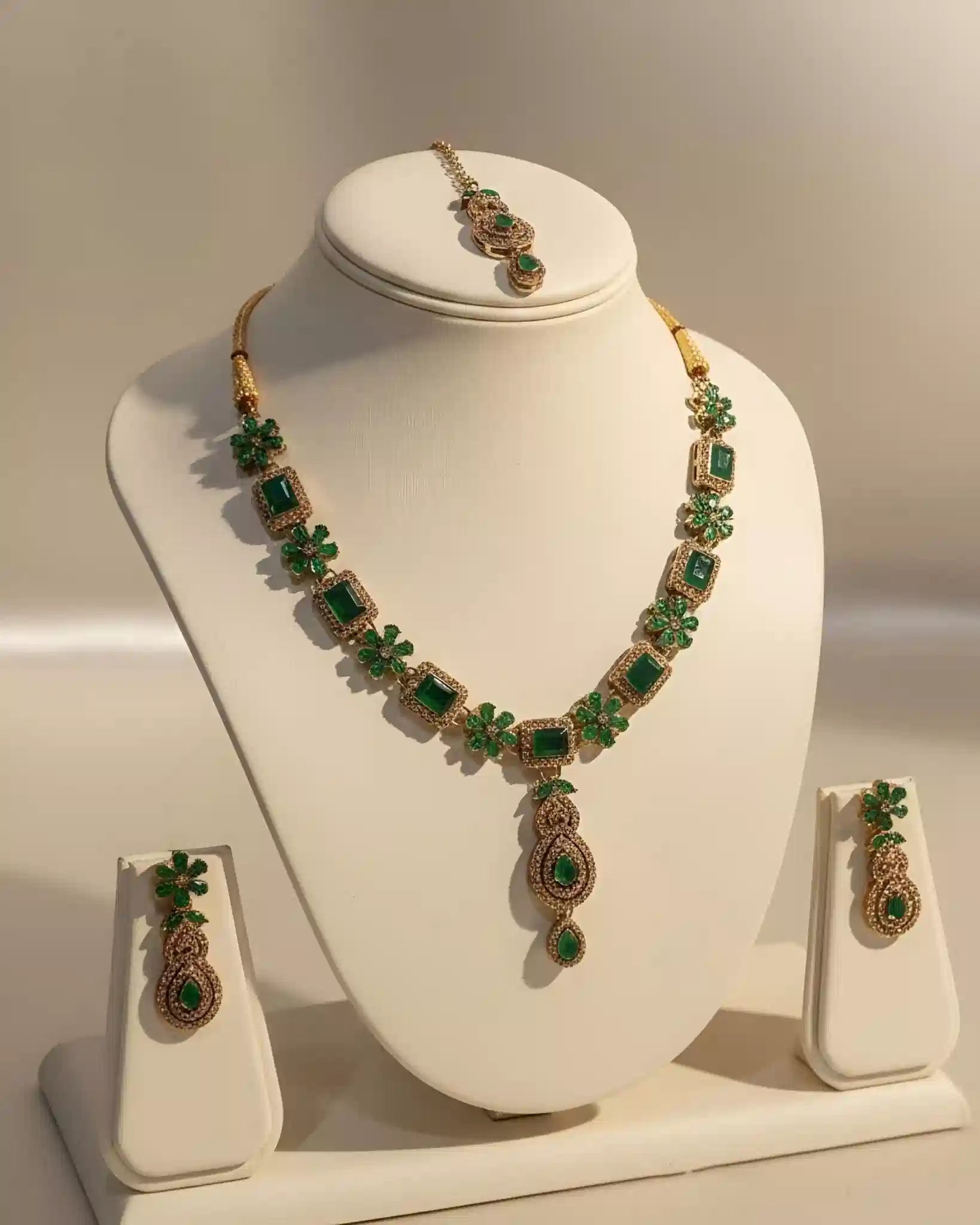 Luxury Traditional Necklace Earrings and Tikka Party Set