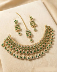 Luxury Wedding Style Necklace Earrings and Tikka Set